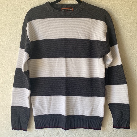 Mott & Grand Men’s Sweater Small Grey/White - Picture 1 of 7